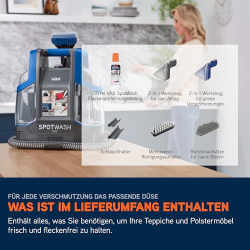 Fleckenreiniger Gerät für Teppiche & Polster, Mit Haustier-Aufsatz, Multi-Oberflächen-Düsen, Reinigungslösung & Zubehör für die tägliche Sauberkeit